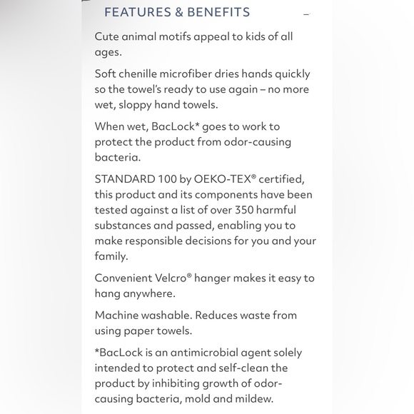 Norwex Kids Pet to Dry Chenille Hand Towel - Mermaid - Picture 5 of 5